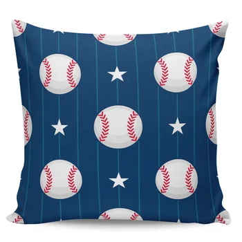 

Baseball Stars Blue Stripes Home Pillow Cases Living Room Sofa Chair Pillowcases Home Decor Square Cushion Covers
