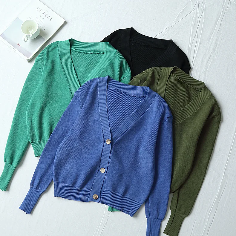 Woherb тонкие трикотажные кардиганы Весна Осень Slim-fit Женские повседневные с длинным рукавом кроп пончо летучая мышь v-образный вырез однотонный пуловер