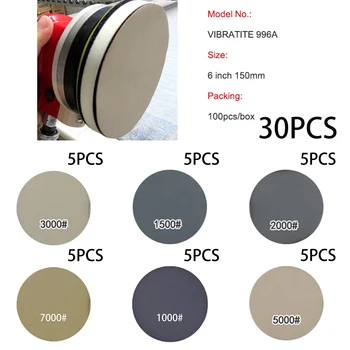 

30PCS 6“ Silicon Carbide Hook&Loop Round Sandpaper Wet/Dry Sanding Disc Useful