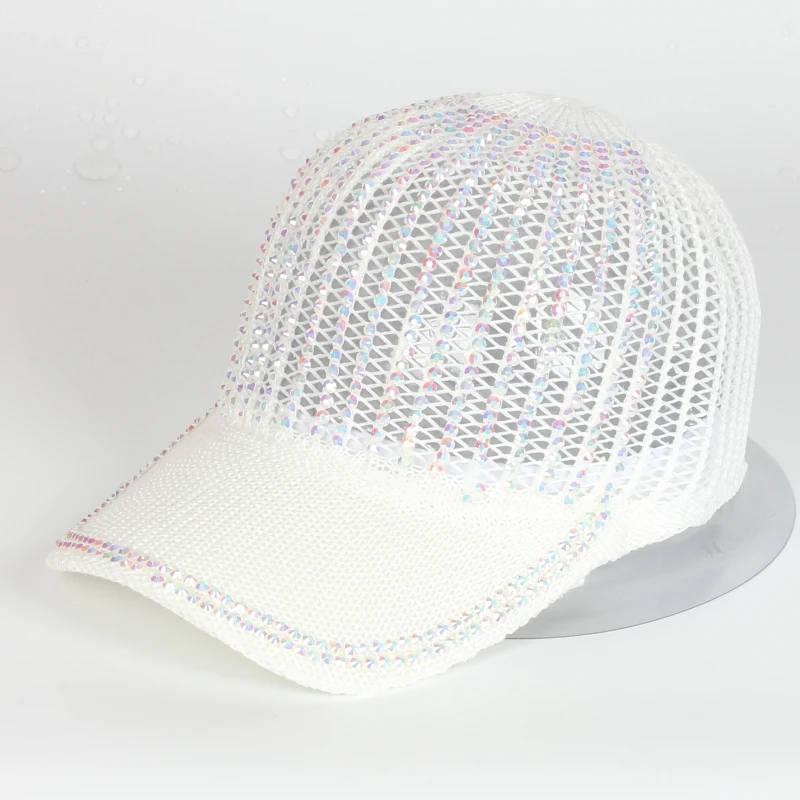 wholesale New Fashion summer rhinestone bling women baseball hats Pierced Embroidered Caps For Ladies