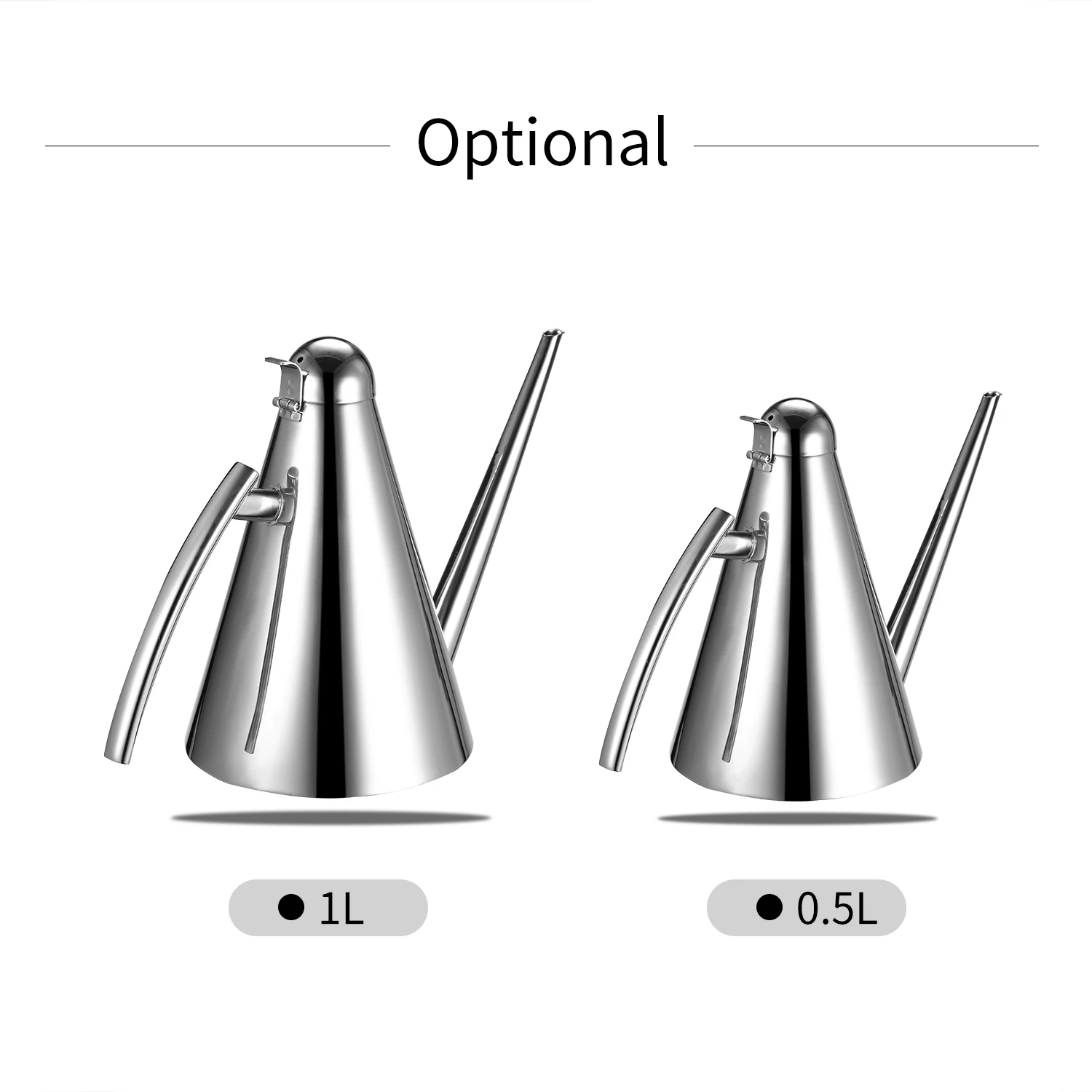 

Hot 304 Stainless Steel Oil Can Drizzler Cruet Pot Flagon Olive Oil Dispensor with Drip-Free Spout Lid Cap 0.5L/1L Seasoning Bot