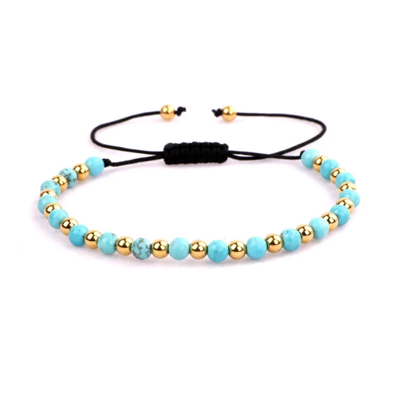 Fashion Beads Women Men Jewelry New Design Small 4mm Gold Stainless Steel Beads DIY Letters Inspired Bracelet Women Men