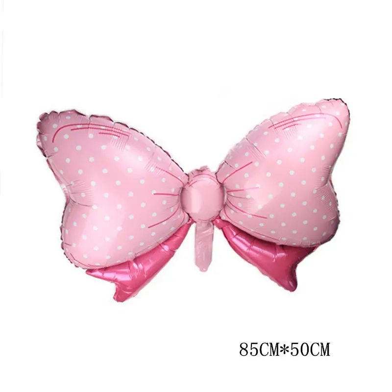 pink 10 шт. фольгированные шары для мальчиков и девочек в форме банта розового и голубого цветов, вечерние шарики для крещения, Подарочные игрушки - Цвет: pink