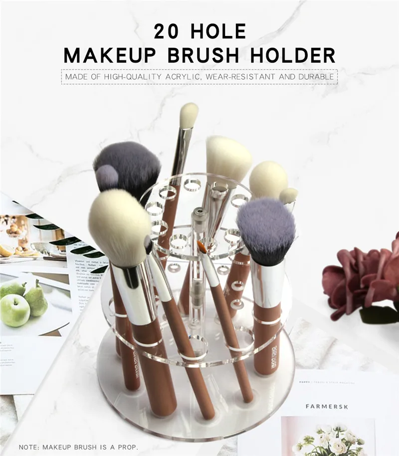 

20 Holes Acrylic Clear Cosmetic Makeup Cosmetic Display Brush Holder Stand Organizer Shelf Stand Tools For Daily Use Women Home
