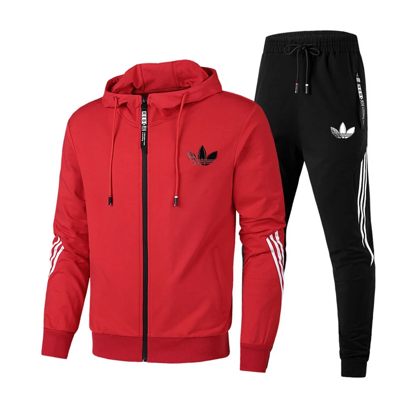 

Tracksuit Men 2 Pieces Sets Hooded Sweatshirt pants Pullover Hoodie Sportwear Casual Men Zipper Sweatshirt Clothes Size M-5XL