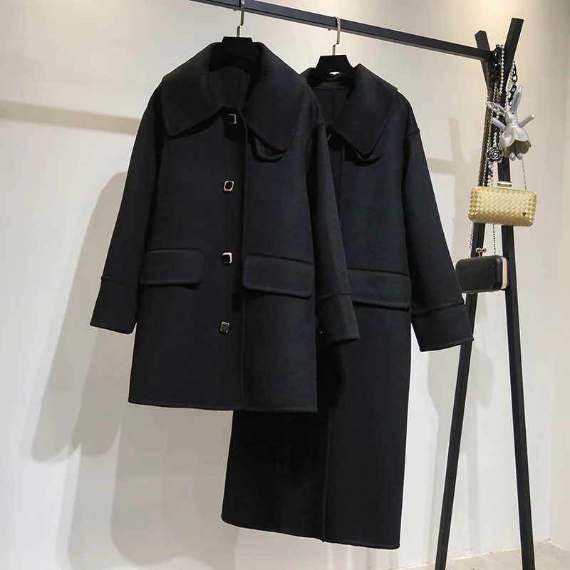 [Special Section] Retro Square Buckle Double-Sided Duffle Coat Mid-length Elegant Woolen Jacket WOMEN'S Dress Anna