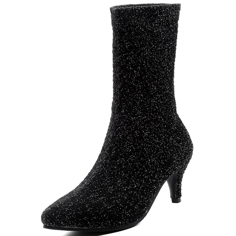 

SARAIRIS Plus Size 33-48 New Female Fashion Pointed Toe Ankle Boots Party Ol Boots Women Thin High Heels Sock Shoes Woman