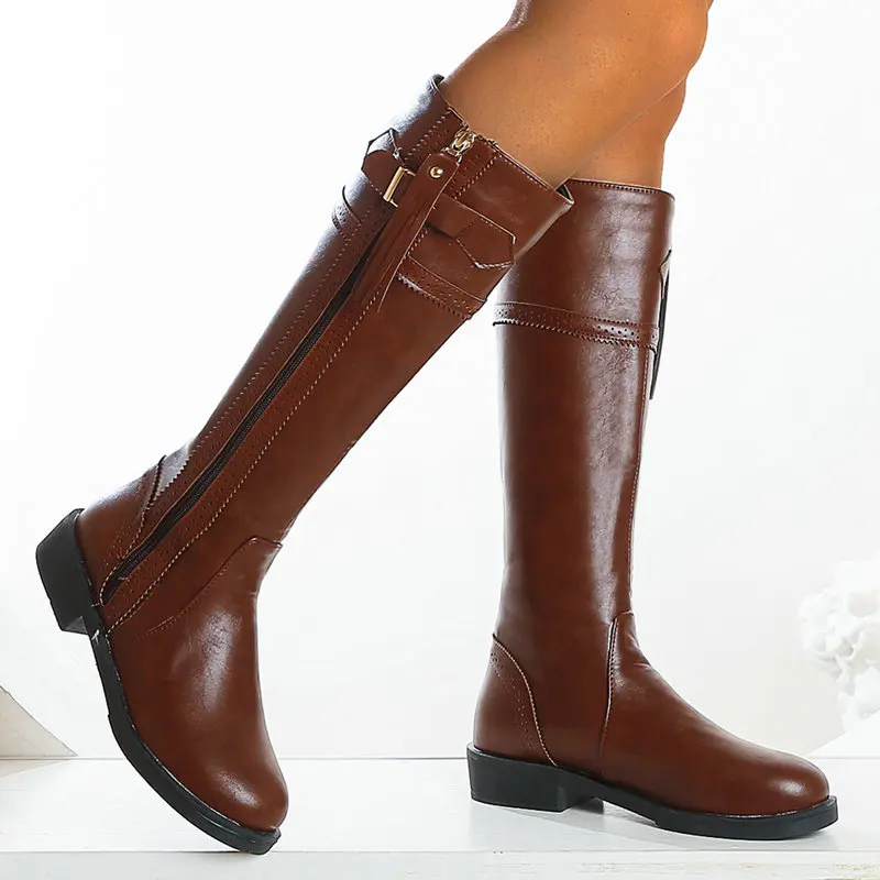 

Retro British College Style Mid-calf Boots Women Fashion Fringe Zip Round Toe Autumn Winter Boots comfy All-Match Low Heel Shoes