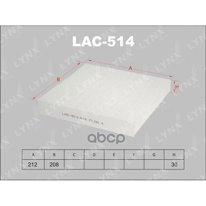 Фильтр Салона Honda Civic Ma,Mb,Ej6,Ej8,Ej9,Ek1/3/4,Eu,Ep(01-05),Cr-V I Rd(99-05),Insight(Ze)(00-) LYNXauto арт. LAC514