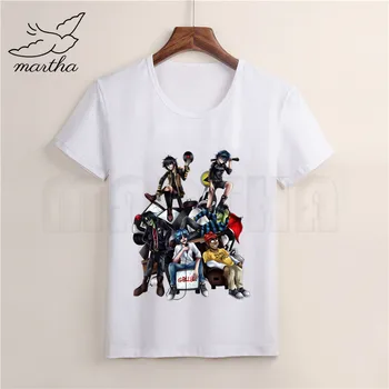

Gorillaz Rock Band White T Shirt Cartoon Print T-Shirt Designer Children Kids T Shirts Short Sleeved Child Clothes