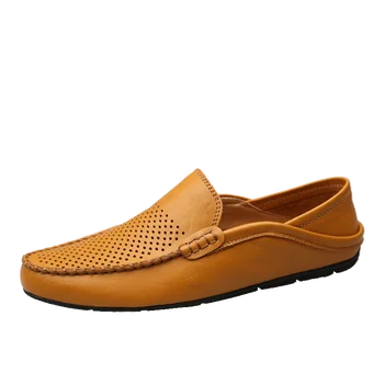 

Breathable Men Shoes Slip on Casual Men Loafers Mens Moccasins Hollow Out Shoes PU Leather Men's Flats Shoes Big Size 46