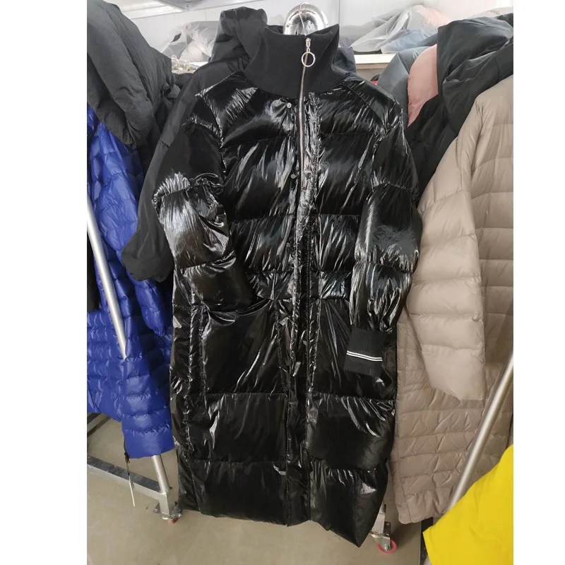AliExpress Amazon,, импортные товары, пуховик, женский, длинный, темно-синий, Европейский и американский бренд, 90 белый утиный пух
