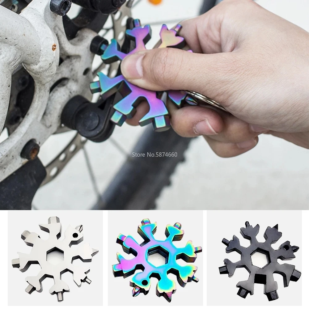 

18-in-1 Card Type Snowflake multifunction tool combination Portable Snowflake With key ring Allen wrench Home car Mini tools