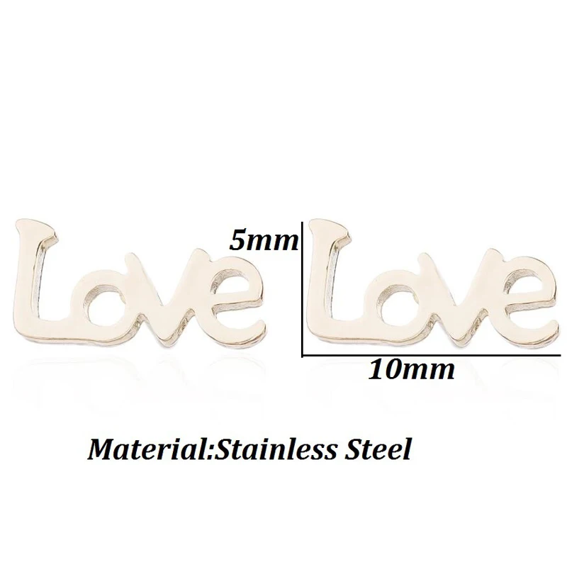 Романтические серьги с буквенным принтом золотые/черные/Серебристые гвоздики из