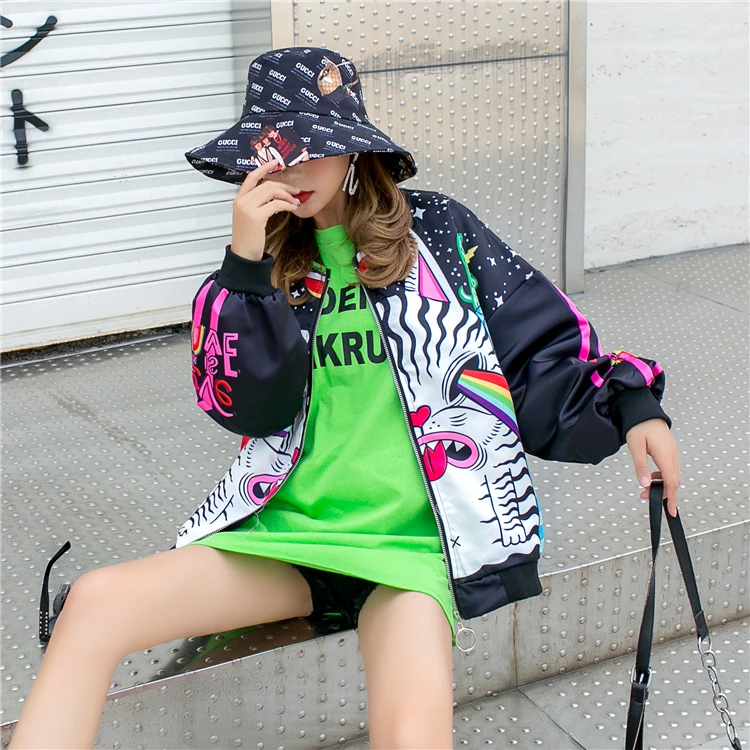Куртка в стиле хип-хоп, женская уличная куртка Harajuku, пальто, женская Повседневная модная бейсбольная куртка с принтом в стиле панк, верхняя одежда jaqueta SL208