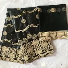 Новое поступление Африканский Базен riche getzner ткань с вышивкой кружева/Базен riche платье Материал нигерийский B503