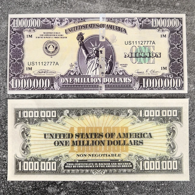 Banknotes Million Dollars, 1 Million Dollar Bill