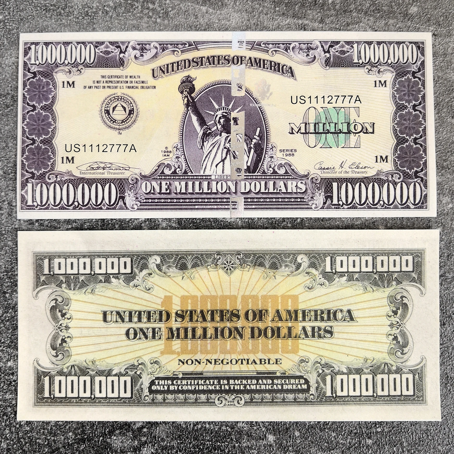 Copy US One Million Dollars Fake Money Paper Bills Banknotes Non 