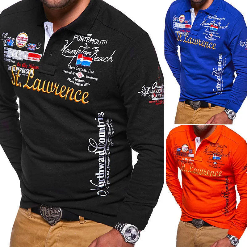 Online Zogaa 2019 otoño algodón transpirable Slim Polo camisas hombres manga larga moda Collar Fitness más grueso hombres Polo camisas