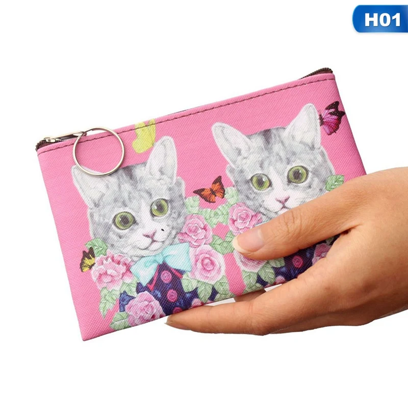 H01 Детский кошелек для монет с мультяшным котом, клатч, маленький кошелек, женские кошельки для монет, милая детская сумка на молнии, кошелек для мелочей - Цвет: H01