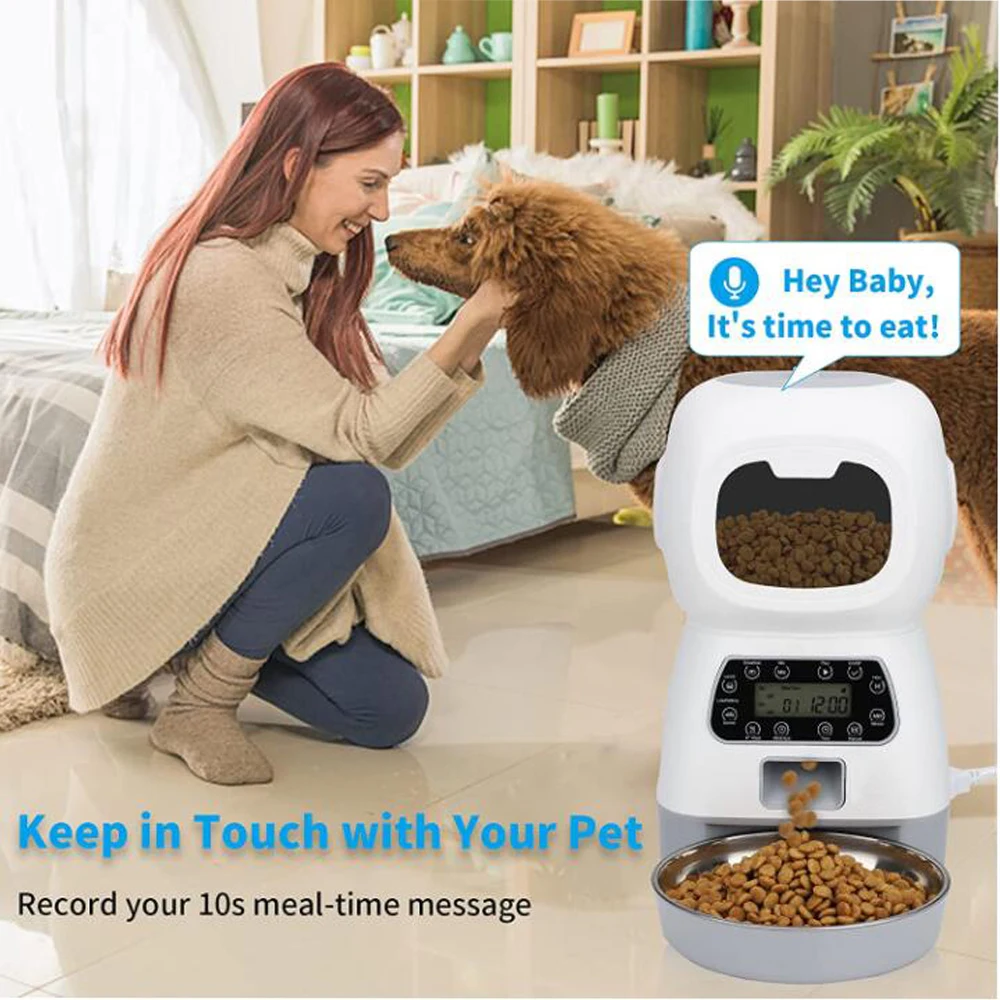 Smart Automatic Dog Cat Feeder 3.5 Liters Dry Food Dispenser Plus 2L Water Feeder Suitable For Small And Medium Pet