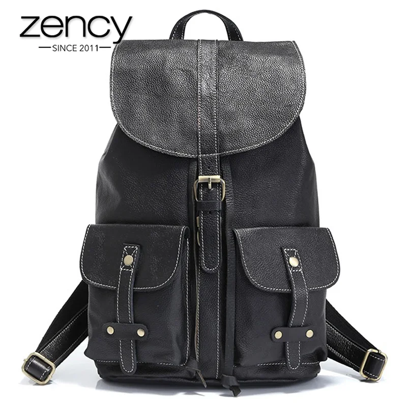 Вместительный рюкзак Zency из 100% натуральной кожи для мужчин и женщин уличная