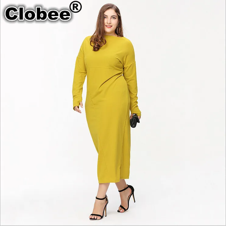 boho Women Dress 2020 Vestido De Renda New Female Elegant Tunic Solid Yellow Office Long Oversized Linen H112 | Женская одежда