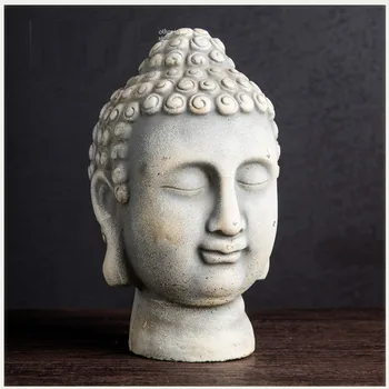 

Thai Style Zen Buddha Statue Buddha Head Decoration Creative Thailand Buddha Cement Crafts Living Room Porch Decoration R3662