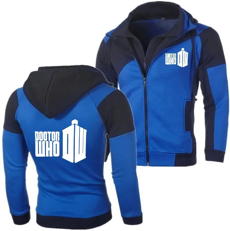 Модный Приталенный кардиган с капюшоном и двойной молнией с принтом doctor who