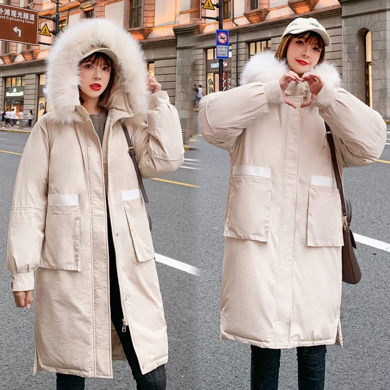 

Cotton Coat Female Winter 2019 New Style Dongdaemun Mid-length Large Fur Collar Loose-Fit BF Thick down Feather Cotton-padded Cl