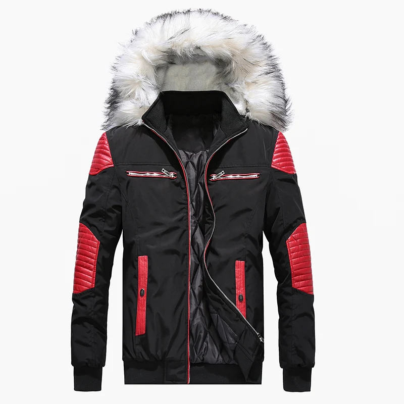 Covrlge популярная модная мужская зимняя куртка с капюшоном, зимнее пальто из искусственной кожи, Мужская Толстая теплая куртка с капюшоном, ветрозащитная уличная куртка MWM067