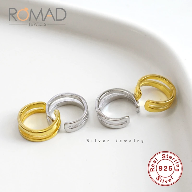 Romad, минималистичные, двухсторонние, гладкие, без пирсинга, клипсы для ушей, S925 серебро, серьги, индивидуальные, женские, клипсы, серьги, ювелирные изделия