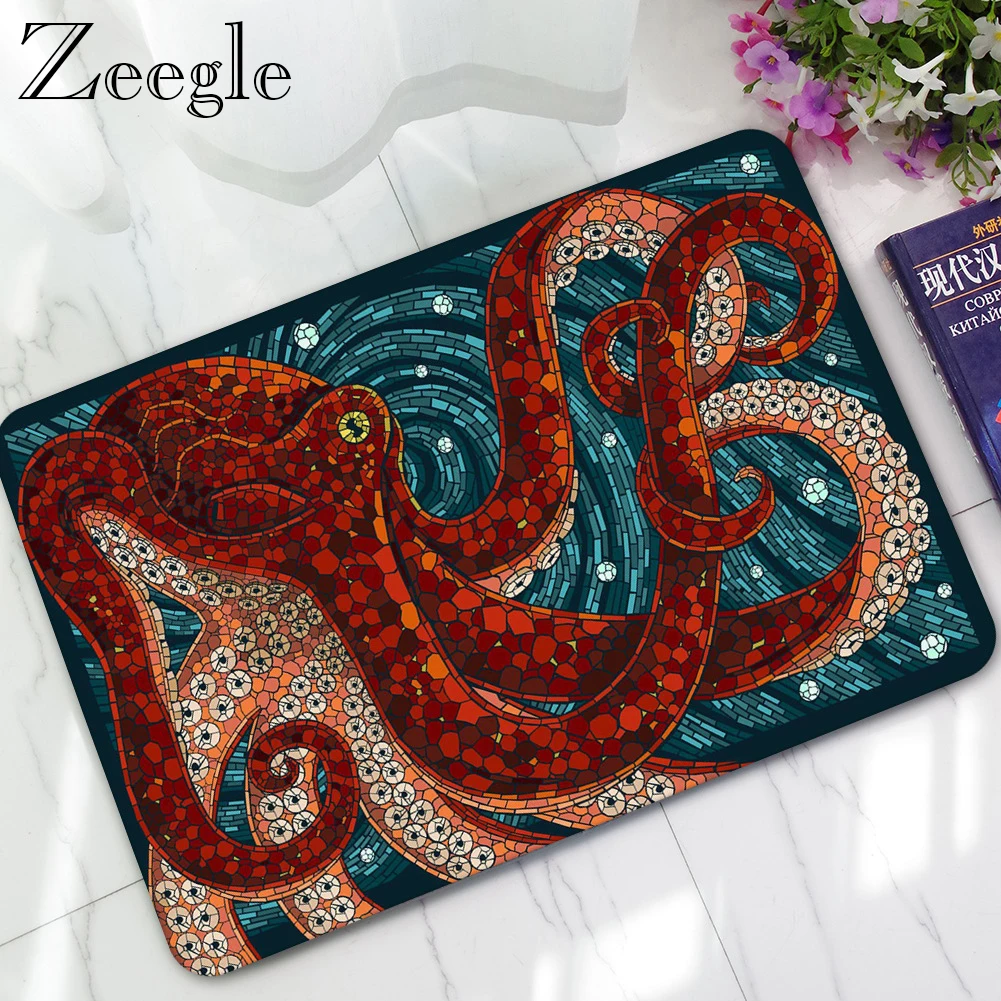Zeegle Cartoon Rubber Rugs Doormat Non-slip Floor And Bathroom Carpet Welcom Carpet Outdoor Kitchen Anti-slip Mats