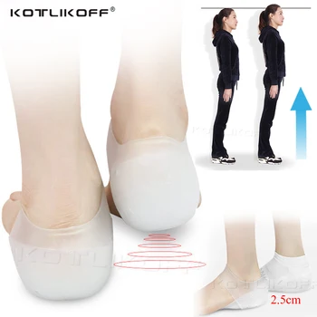 

KOTLIKOFF Invisible Height Increase Socks Women Men Heel Pads Silicone Gel Lift Insoles Dress In Socks Cracked Foot Skin Care