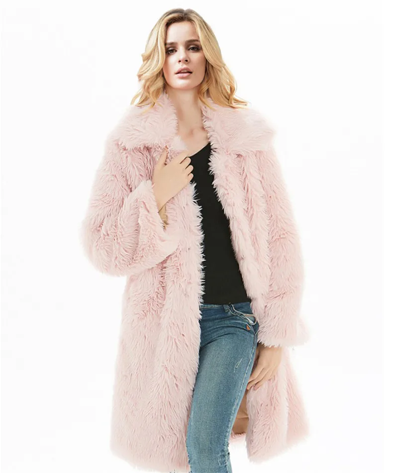Plus Size Womens Coats Winter Korean Casual Fashion Faux Fur Coat Warm Clothes Fur Long Coat