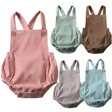 

HS 2020 Baby Summer Clothing Newborn Infant Baby Boy Girls Bodysuit Jumpsuit Corduroy Clothes Backless Outfits