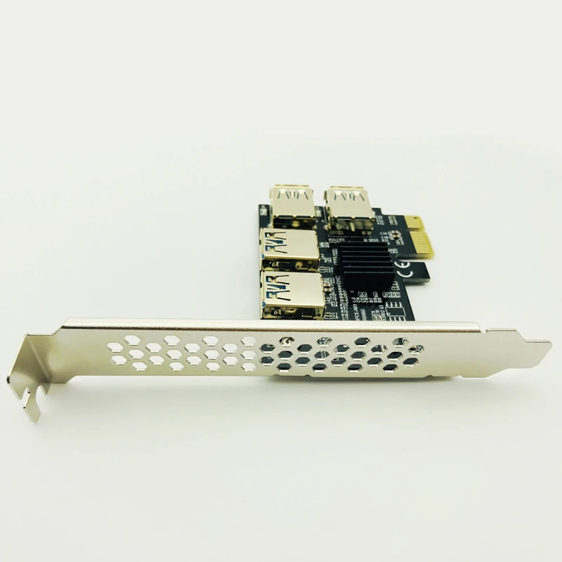 Новинка плата PCIe Райзера с 4 портами переходник PCI E 1x к USB 3 0 Rabbet GPU Райзер эфириум