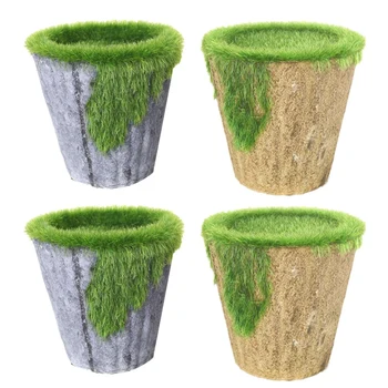 

4Pcs Mini Artificial Bark Moss Plush Vase Home Christmas Wedding Decoration DIY Accessories Garden Decors