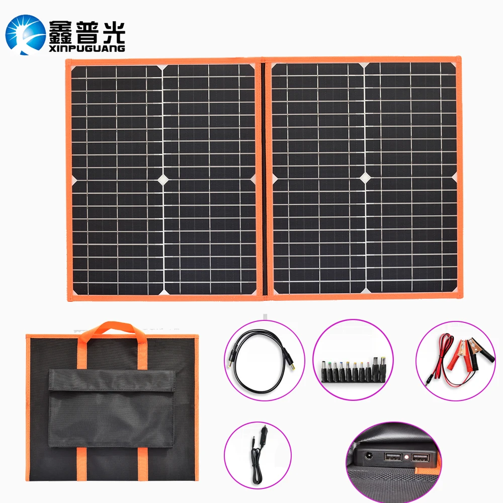 

40 Watts 18 Volts Dual USB Solar Charger, PowerPort Portable Foldable Solar Panel Kit Handbag Outdoor Solar Suitcase Battery