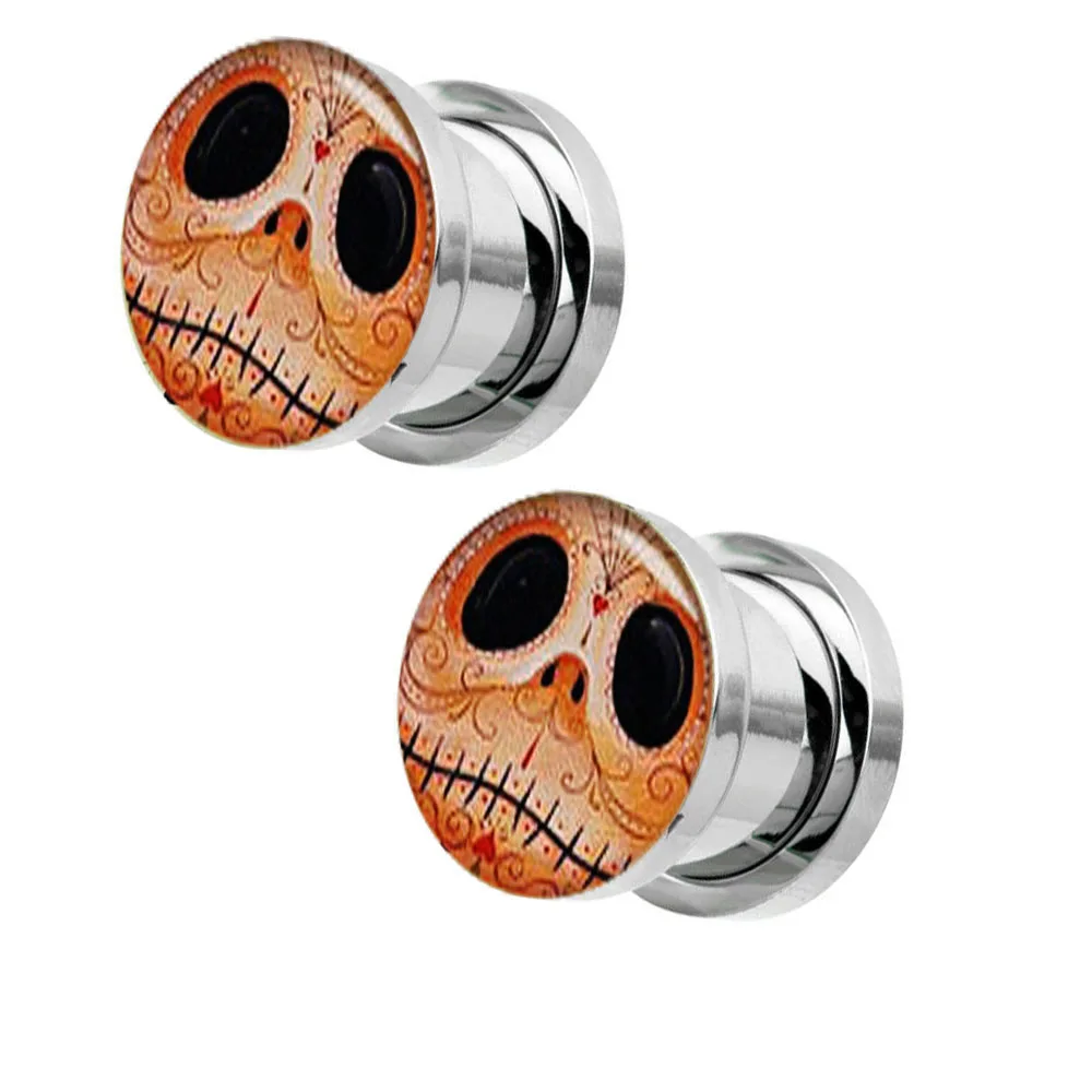 JUNLOWPY Stainless Steel Logo Ear Plugs Tunnels Screw Earring Stretchers Gauges Piercing Kit Cartilage Body Jewelry 5-16mm 2pcs