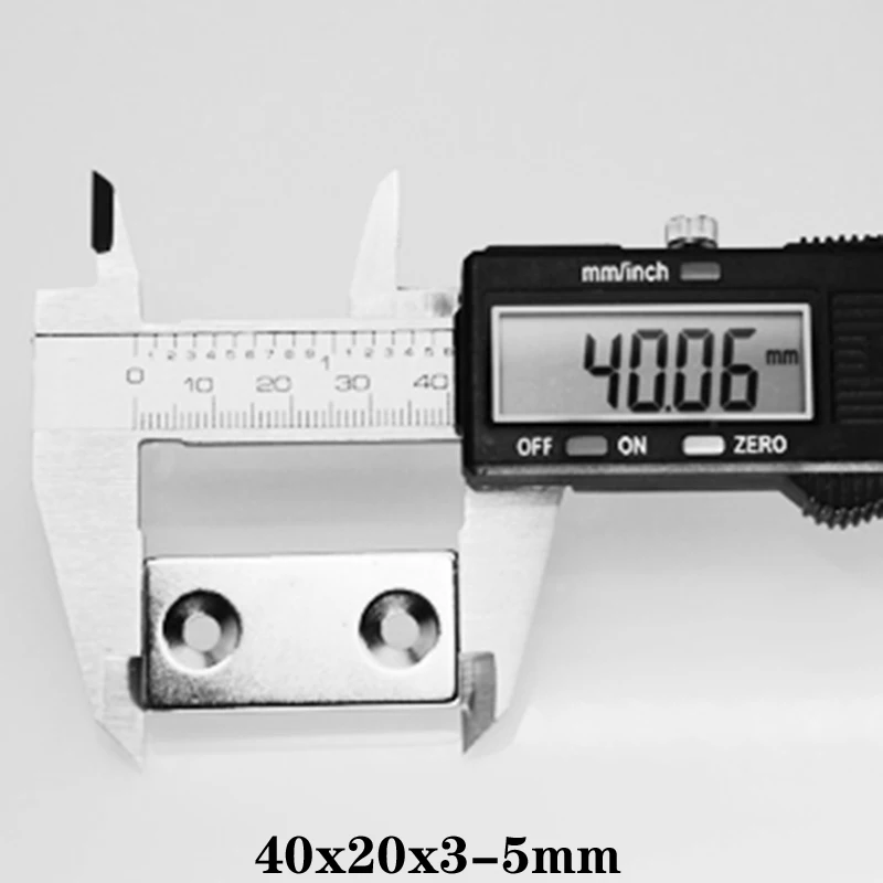 2 ~ 30 шт 40x20x3-5 блок мощные магниты двойные отверстия 4 мм потайной неодимовый