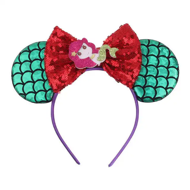 headband 15 3," Русалка Минни ободок с мышиными ушками Блестки для волос повязка для волос с бантом DIY Девушки аксессуары для волос для детей модный Косплей-повязка на волосы - Цвет: headband 15