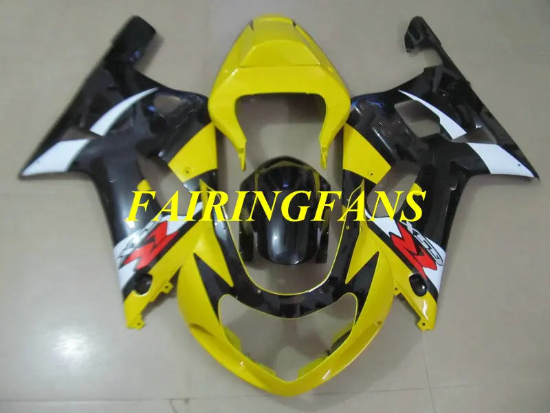 Инжекторный комплект для GSXR600 750 K1 01 02 03 GSXR 600 GSXR750 2001 2002 2003 желто-черные Обтекатели Кузов+ подарки SH60