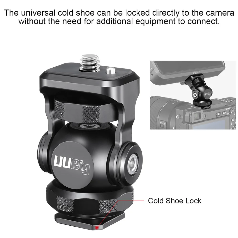 UURig R015 Monitor Bracket Mini Ballhead With Cold Shoe Mount Gimbal Rig for Sony Canon Nikon DSLR Camera Accessories Smartphone