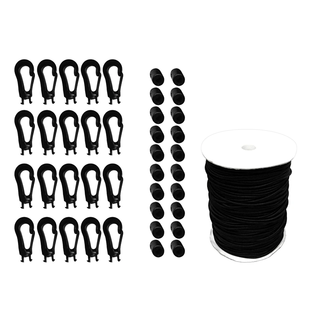 Shock Cords & Bungees 5mm Black Elastic Shock Cord Tie Down Roof Rack Trailer Boat w/ Bungee