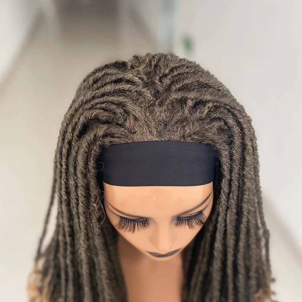 Dreadlock HeadBand Wig Long Curly Braided Twist Dreadlock Wigs Heat Resistant Synthetic Daily Party Replacement Wig for Women