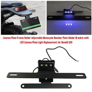 

License Plate Frame Holder Adjustable Motocycle Number Plate Holder Bracket LED License Plate Light Replacement for Benelli 500