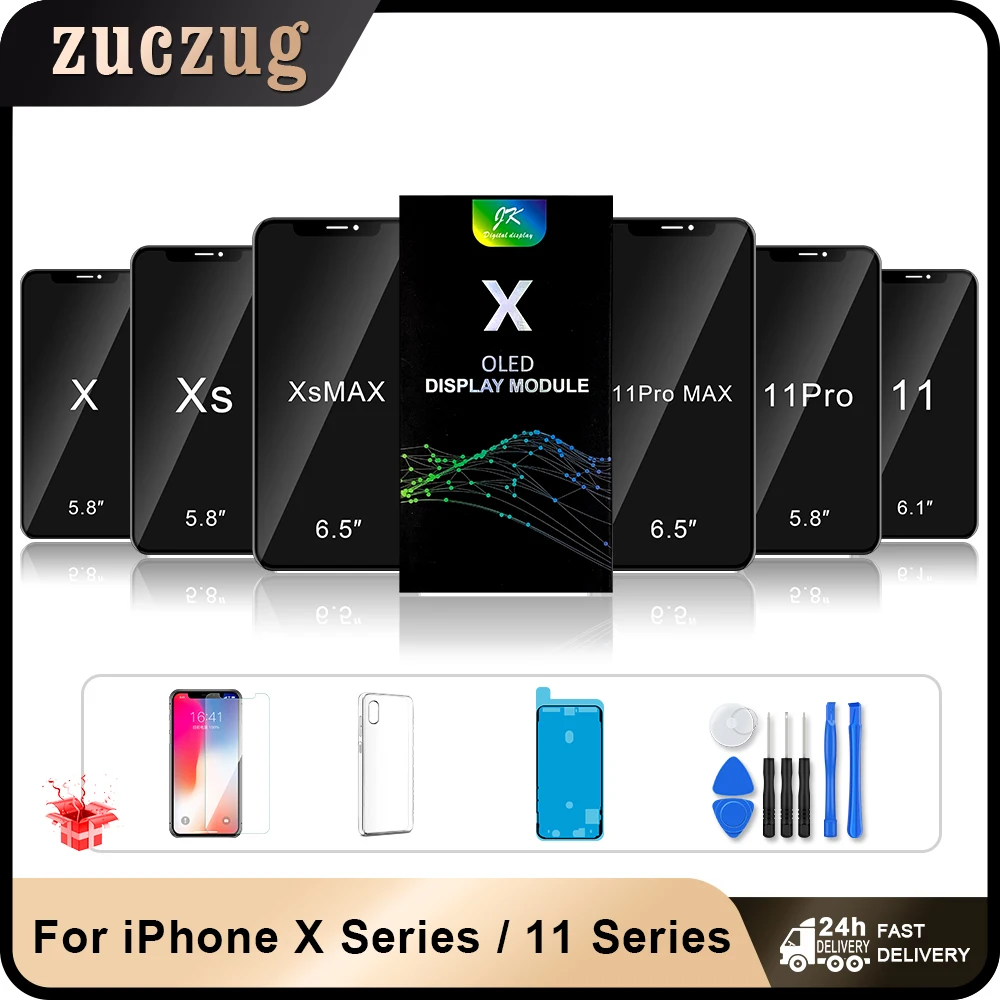 JK Soft OLED Incell For iPhone X Xs Max XR LCD Display Touch Screen Digitizer Assembly With True Tone For iPhone 11 Pro Max