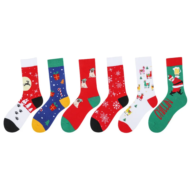 

Autumn and winter lovers' Christmas socks Santa Claus elk medium tube men's socks women's stockings tide