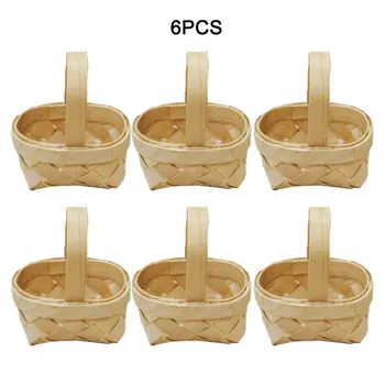 

6pcs DIY Rattan Storage Basket Hand-woven Fruit Candy Weaving Basket Exquisite Picnic Baskets for Sundries Kids Toy Organizer